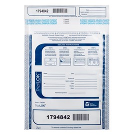 ControlTek TripLok 9" x 12", White with Pocket, 100 Bags, Tamper-Evident Deposit Bags for Cash Handling & Valuables, Moisture, Heat and Cold Sensitive Ink, Tear-Off Receipt + Large Barcodes 585036