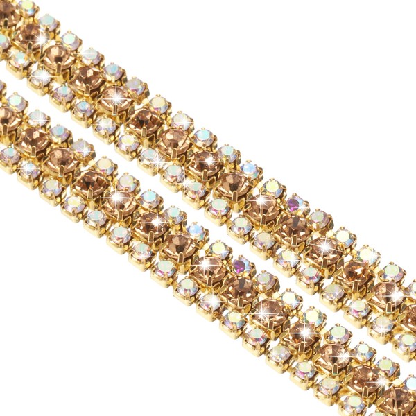 sourcing map 1 Yard 3 Rows Crystal Rhinestone Close Chain