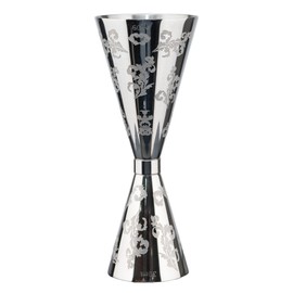 Jigger for Bartending, Cocktail Jigger 30ml 60ml with Measurements Inside, 304 Stainless Steel Jigger, bar Accessories, Cocktail Measuring Cup, Silver, Etched