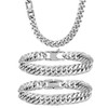Aospkle 3PCS Cuban Link Bracelet Necklace, Sturdy 316L Stainless Steel