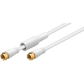 MANAX SAT coaxial cable, F-connector, shielded, flat, 7.5 m, white/gold-plated with grommets