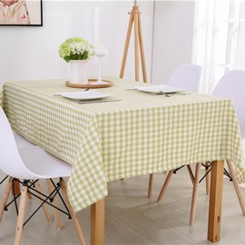 Wonhomke Simple Small Plaid Table cloth Polyester Cotton Tablecloth Square Tablecloth Rectangular Party Banquet Dining Table Cover (Light Green, 140 * 220CM(55.1 * 86.6in))