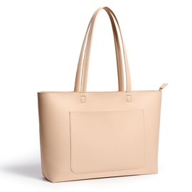 KALIDI Beige Tote Bag Large Leather Work Tote Bags For Women Beige Handbags For Women Tote Bag With Zip For School Uni