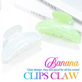 CAKURE Acrylic Claw Clips White Hair Clips Medium Hair Claws Styling Hair Accessories for Women (Pack of 2) (a-white&green)