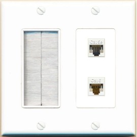 RiteAV CAT5E CAT6 with Brush Wall Plate [White]