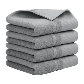 PiccoCasa Hand Towels for Bathroom Set of 4, 100% Combed Cotton 600 GSM Face Towels, 34 x 74cm Bathroom Towels Highly Absorbent for Kitchen - Hotel & Spa Quality Hand Towel Set Grey