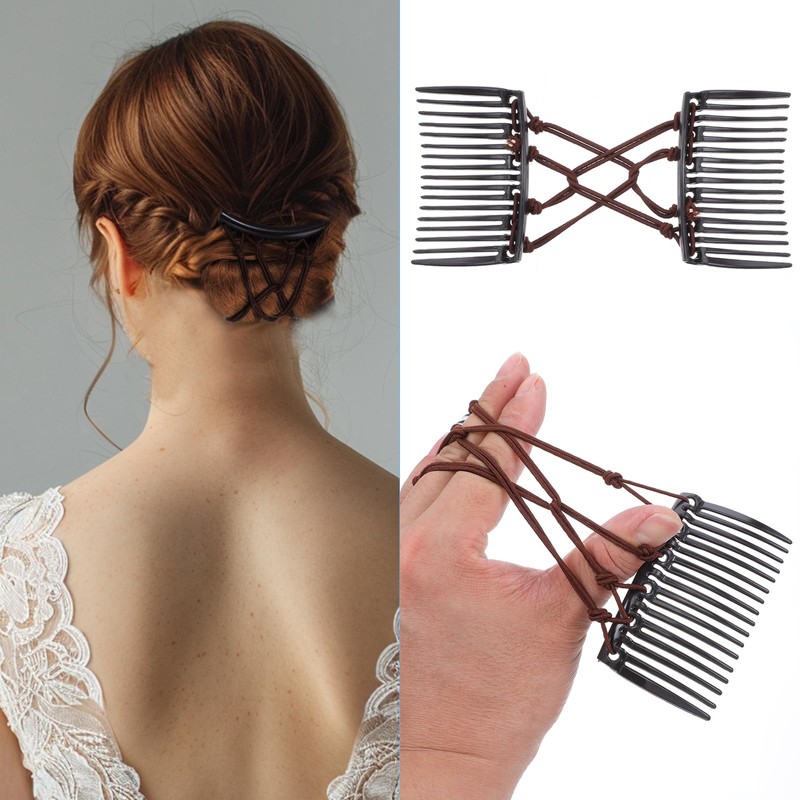Wanmu 5 Pcs Stretchy Magic Hair Comb, Elastic Double Comb