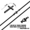 Inspirational Bible Verse Cross Necklace for Men - Stainless Steel
