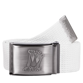 2Stoned Fabric Belt Canvas Belt Unisex Matte Folding Buckle 4 cm Wide for Men and Women, White crown