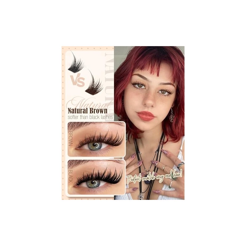 Brown Lash Clusters Pre-Mapped Eyelash Clusters Cat Eye Cluster Eyelash