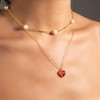 WARIDAR 18K Gold Plated Agate/Opal Heart Pendant Necklace | Elegant