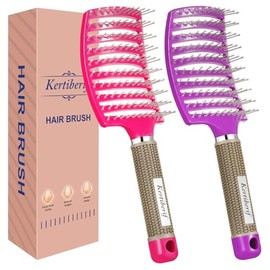 Cepillo Desenredante Curvo Con Ventilación(2 Unidades) Para Cabello Húmedo Y Seco Cepillo De Paleta Para Un Secado Más Rápido Cepillo Desenredante Par