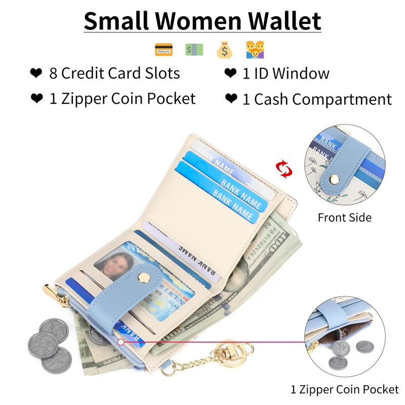 GAEKEAO Small Wallet for Women RFID Blocking Slim Bifold Floral