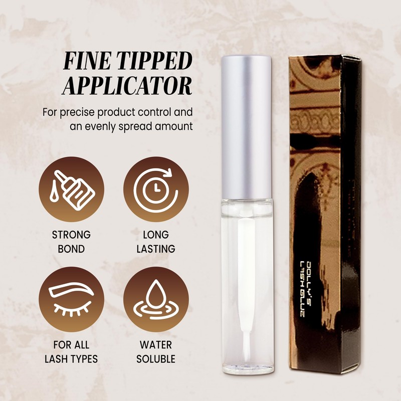 Dolly's Lash Premium Eyelash Extension Glue Bottle (5ml) Natural, Long-Lasting,