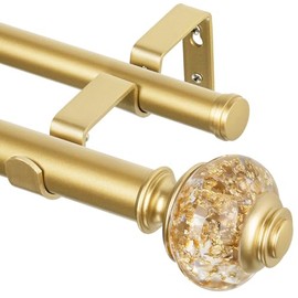 Barras de cortina dobles doradas de 1 pulgada de 36 a 72 pulgadas (3 a 6 pies), barra de cortina telescópica de 1 pulgada con acabados de aluminio brillante, varillas de ventana doble para puerta