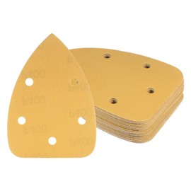 Kozelo 18pcs Mouse Detail Sander Sandpaper - [5-Hole 400 Grit] Aluminum Oxide Triangle Hook and Loop Sanding Pads Sheet for Sanding and Polishing Wood Furniture Metal Use