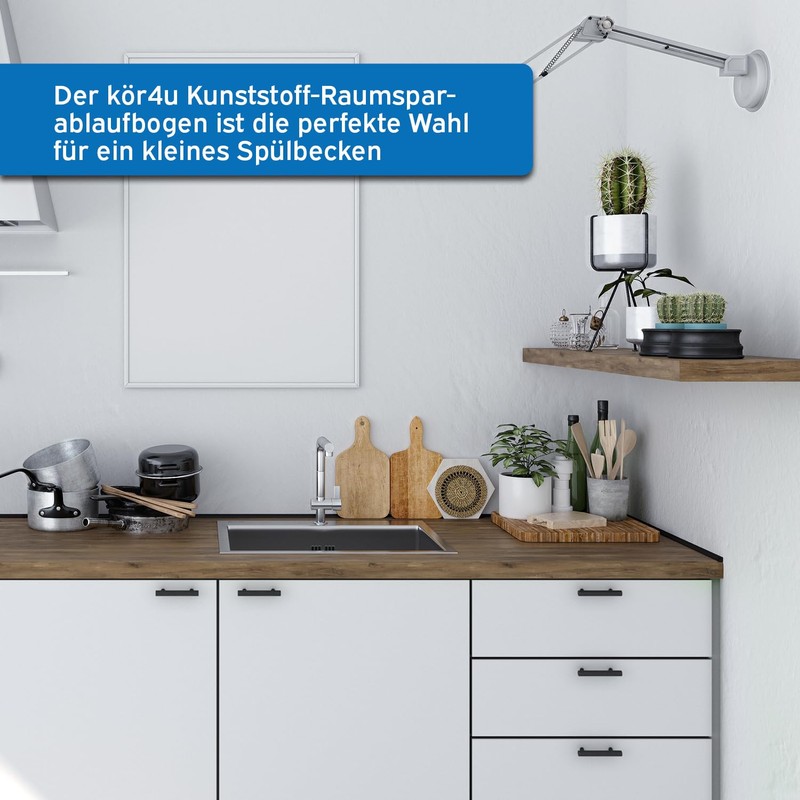 kör4u Space-saving drain bend 1 1/2 inch for sink, space-saving