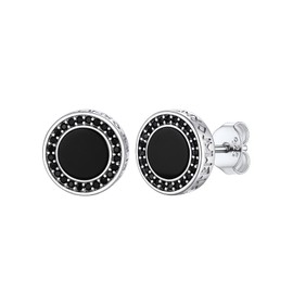 925 Sterling Silver 10mm Black Onyx Stud Earrings for Women Men Lightweight Hypoallergenic Ear Charms for Sensitive Ears Dainty Fashion Jewelry Gift for Mom Sisters