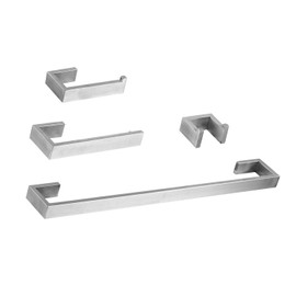 BWE Bathroom Accessories Set 4 Pieces Towel Bar Set Brushed Nickel with Towel Holder Robe Hook Toilet Paper Holder Bathroom Hardware Set Bath Hardware Accessory Kit Wall Mount Stainless Steel