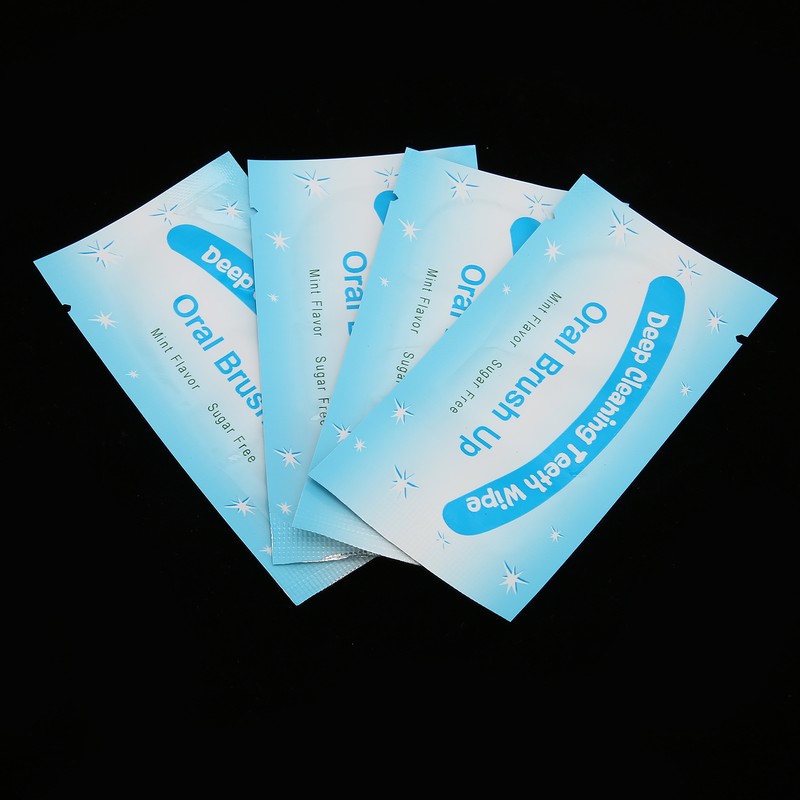 50pcs Disposable Finger Teeth Wipes Travel Portable Cleaning Dirt Removal