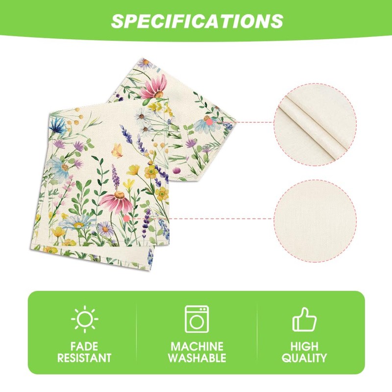 Artoid Mode Daisy Eucalyptus Lavender Floral Leaves Summer Table Runner,