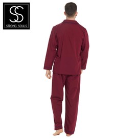 Lora Dora Strong Soul Mens Traditional 2 Piece Pyjamas, Plain Red, L