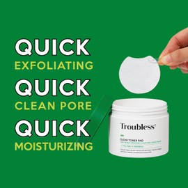 Troubless Clear Toner Pad for Face | Gentle Peeling & Facial Soothing Toner with Tea Tree, 60 Pads (5.57 oz)