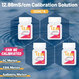 ORAPXI 12.88 mS/cm EC Calibration Solution – 4 Bottles of 50mL Conductivity Standard Buffer Solution Salt Calibration Solution for Pool Salt Tester, EC Meter, PPM Meter, Salinity Meter