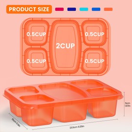IVEETTY 5 Pack Bento Box Adults Lunch Box, Bento Box for Kids, 5 Compartment Meal Prep Container Reusable, Food Storage Snack Containers, Stackable Lunch Container for School, Work, and Travel