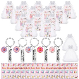 30 Sets Inspirational Gifts Positive Thank You Donut Keychains with Cards Gift Bags Donut Emotional Support Gift Employee Appreciation Gifts for Volunteer Coworker Staff Nurse Teacher Graduation