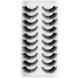 3D False Eyelashes, Natural Eyelashes, Pure Handmade Natural Look, Fluffy Artificial Eyelashes, Multipack Strip Lashes, 10 Pairs (HSJ19)