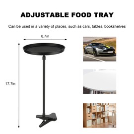 YTFRL Adjustable Food Tray for Car, 360° Swivel Car Dining Table for Drink and Snacks, 8.7 Inch Non-Slip Automotive Clip Type Eating Tray, Foldable Food Table for Most Vehicles