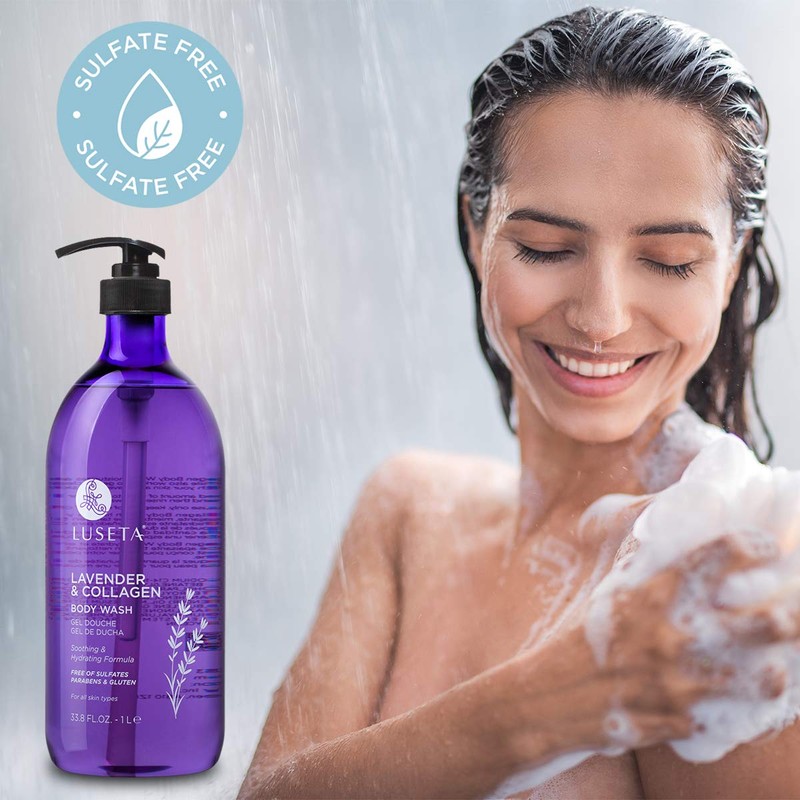 Luseta Lavender and Collagen Body Wash 33.8oz, Lightly Scented Daily
