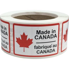 Made in Canada Labels 2 x 3 Inch Rectangles 500 Adhesive Stickers