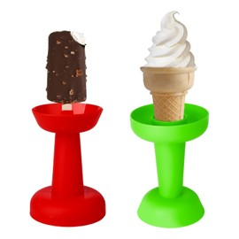 2pcs Drip Free Popsicle Holder, Reusable No Drip Popsicle Holder for Kids No Freeze Ice Popsicle Holders Washable Ice Cream Cone for Girls Boys (Red, Green)