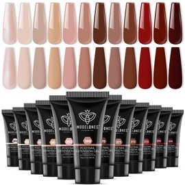 modelones Poly Nail Extension Gel 12 Colors Fall Winter Autumn Nude Skin Tone Red Classic Colors Nail Art Design Salon Gift for Women
