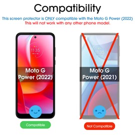 (3 Pack) amFilm Screen Protector for Moto G Power 2022 - Tempered Glass Screen Protector, 0.26mm Thickness, HD Clear, Anti-Scratch Bubbles-Free, Case Friendly