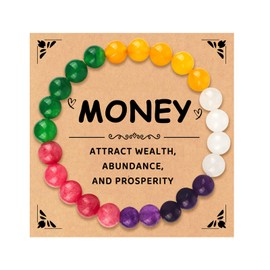Money Wealth Success Bracelet Protection Bracelet for Men Women 8mm Natural Stone Jade Citrine Agate Lucky Bracelet Healing Calming Anxiety Stress Relief Gifts