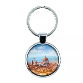 City-Souvenirs Florence Keychain with Epoxy Dome and Metal Keyring