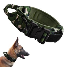 Ehuihuan Adjustable Dog Collar - Tactical Dog Collar with Pull Stop for Large Dogs, Robust Nylon Dog Collar with Metal Clasp for Outdoor and Training