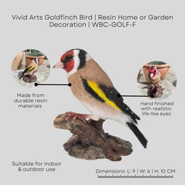 Vivid Arts Goldfinch Bird | Resin Home or Garden Decoration | WBC-GOLF-F