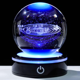 Kertari 3D Universe K9 Crystal Ball Solar System Model Birthday Present for Men and Women, Popular [Genuine] Interior, Stylish, Healing Goods, Crystal Ball, LED Light Base, Indirect Lighting,