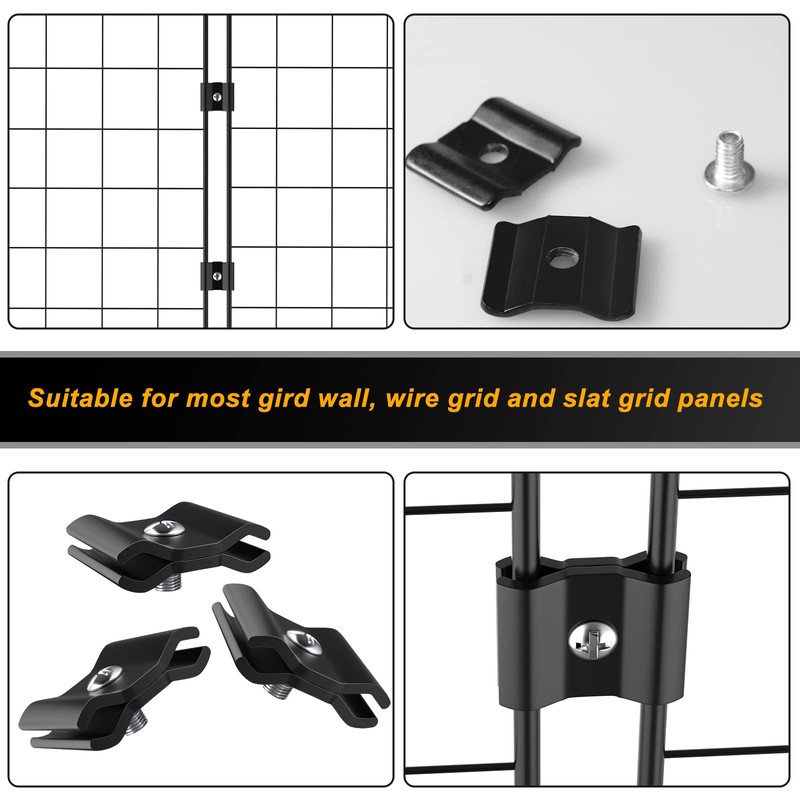 Tcevily 36 Pcs Gridwall Joining Clips Black Wire Grid Panel