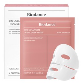 BIODANCE Bio-Collagen Real Deep Mask, Overnight, Pore Eraser, Hydrogel Mask Sheet, Pore Tightening, Hydrating, Low Molecular Collagen Face  34g x4ea  