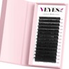 VEYES INC Cashmere Luxe Lashes - Tapered Tips Volume Lash Extension Trays B/C/CC/D/M/J Curl, 0.03-0.05, 8-17mm | Matte Black Professional Eyelash Supplies for Lash Techs (0.05 D 10mm)