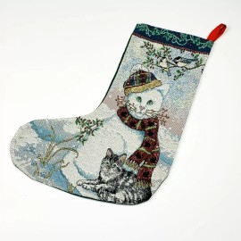 Manual Woodworkers & Weavers, Inc. Paws for Christmas ~ Cat Tapestry Christmas Stocking