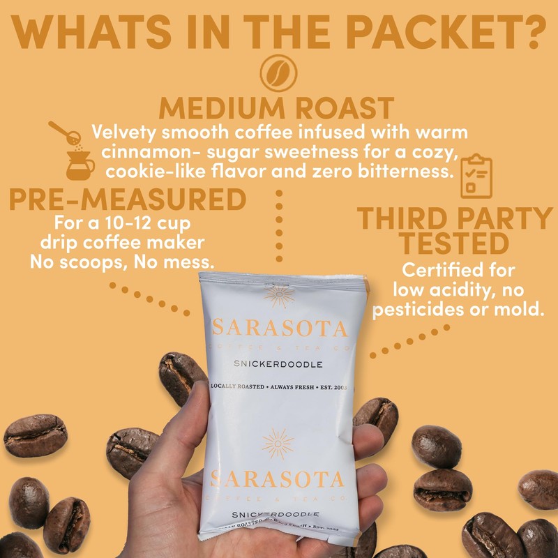 Snickerdoodle Flavored Ground Coffee Packs – 2oz Pre-Measured Medium Roast