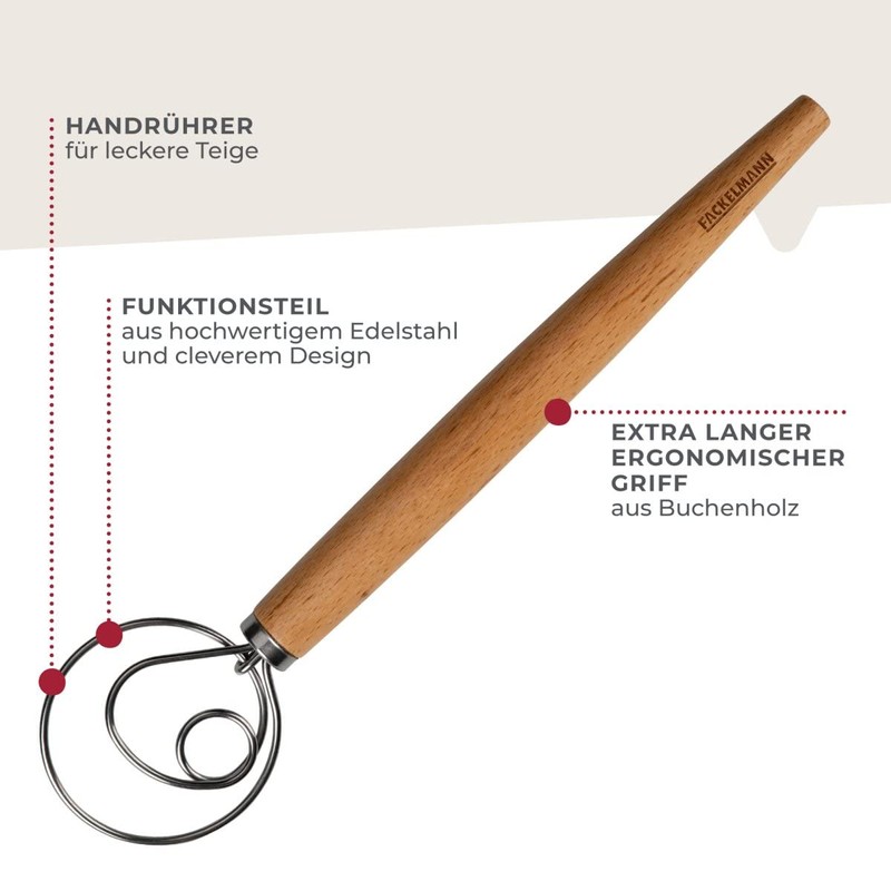 Fackelmann Pasta, Focaccia and Dough Whisk - Whisk for Airy