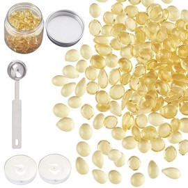 CRASPIRE Transparent Sealing Wax Beads Yellow Wax Seal Beads Kit with 2pcs Candle 1pc Melting Spoon for Wax Seal Stamp for Wedding Invitations Letter Envelopes Packaging Crafts Card(Packed in Can)