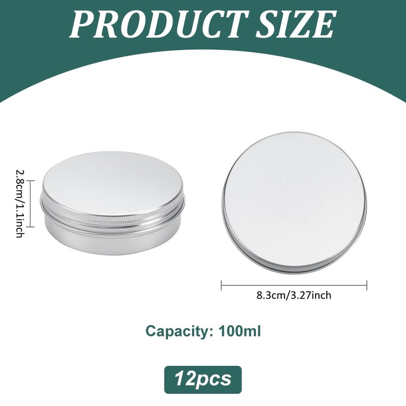 BENECREAT 12-Piece Set 3.4 fl oz (100 ml) Aluminum Cans,